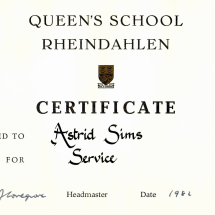 1982 Service Award to Astrid Sims